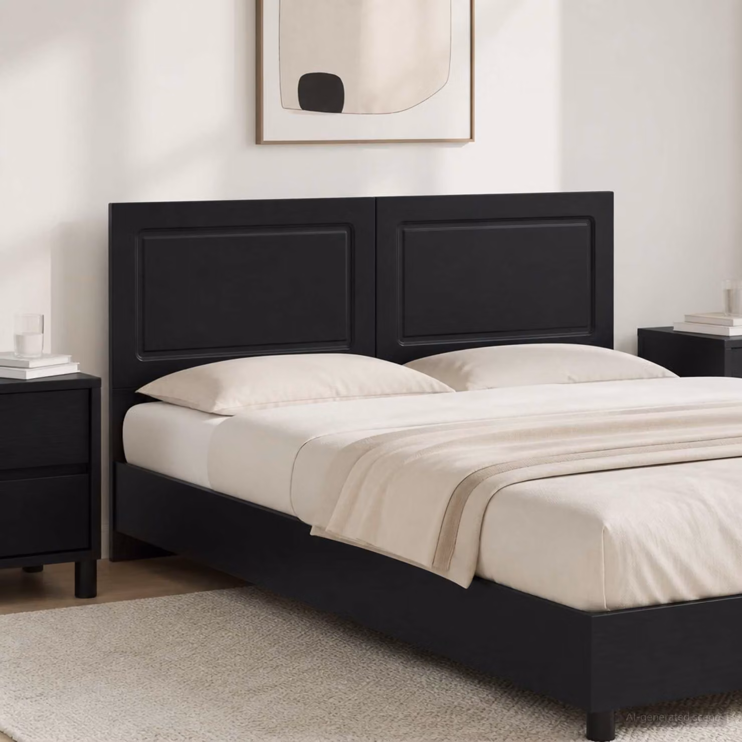 Testiera da muro moderna vidaXL UTRECHT in legno ingegnerizzato nero opaco L: 180,5 cm, H: 50 cm, P: 3 cm