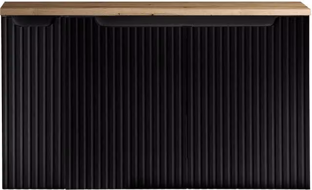 Mobile Sottolavabo NEWPORT da Parete con 3 Ante e Ripiano 100x60x40 cm - Nero/Effetto Rovere [en.casa]