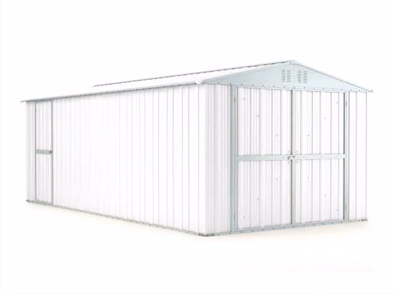 Box in lamiera per garage e auto NOTEK in acciaio zincato, Bianco e Grigio, L: 611 cm, P: 327 cm, H: 237 cm – 2