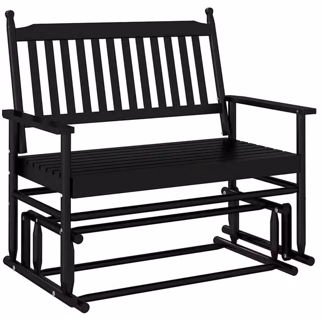 Panca a Dondolo Nera in Legno Massello di Pioppo con Braccioli DESIGN IN L/P/H: 118 x 70 x 104,5 cm CFW1497449