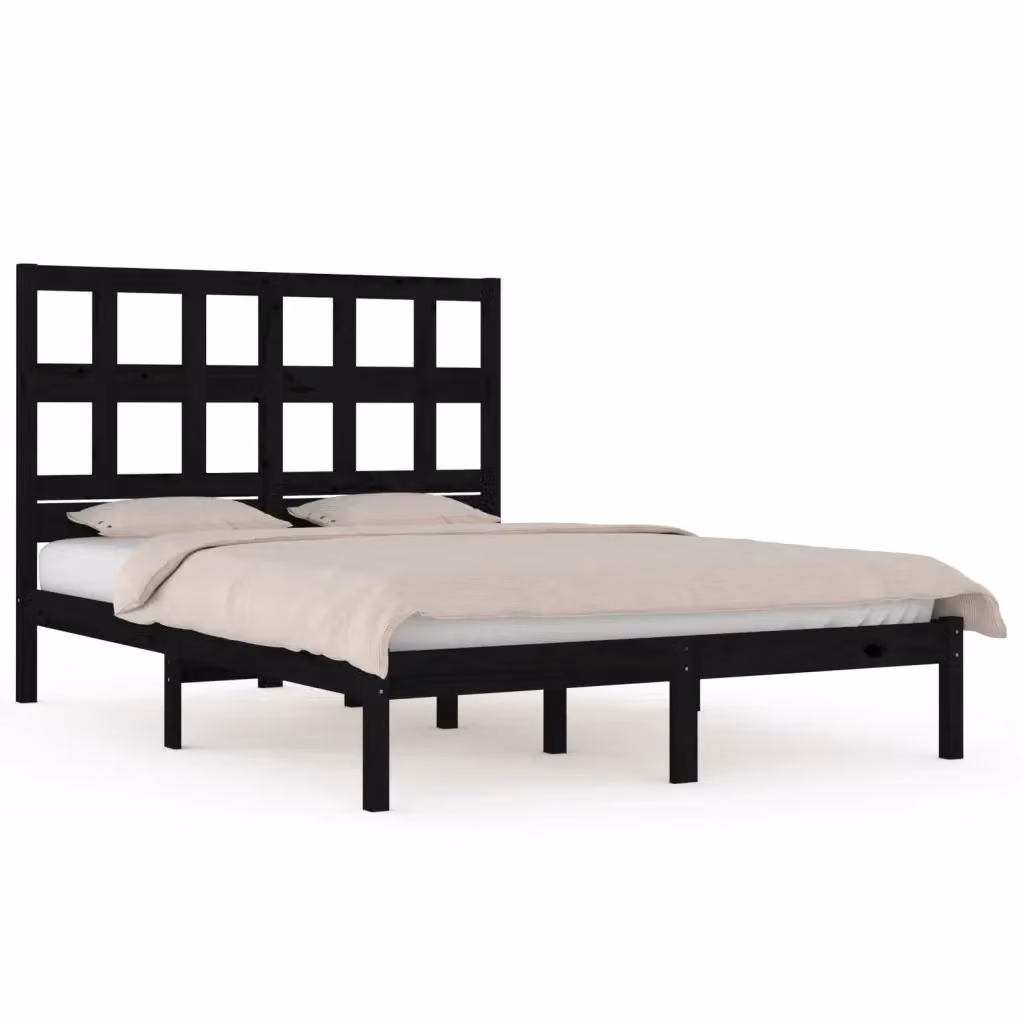 Giroletto Nero in Legno Massello di Pino per Camera da Letto L/P: 200 x 200 cm – 2
