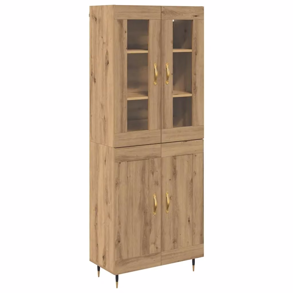 Credenza a 2 ante con ante in vetro vidaXL in rovere marrone L: 69,5 cm, P: 34 cm, H: 180 cm – 2
