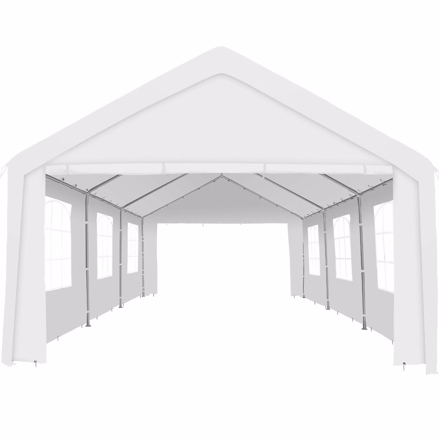 Gazebo da giardino Tectake bianco con pareti laterali e finestre in acciaio galvanizzato e poliestere L: 600 cm, P: 400 cm, H: 310 cm – 3