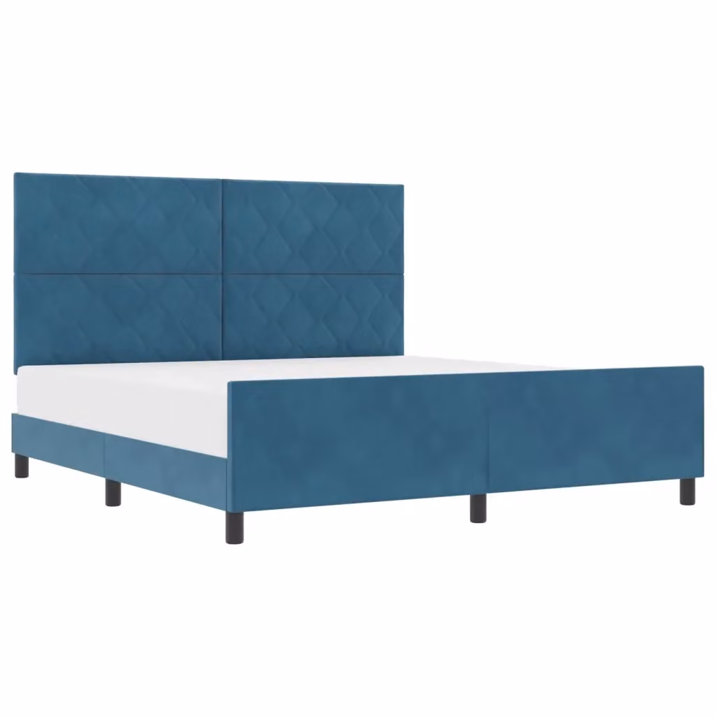 Letto a molle con testiera in velluto blu vidaXL L/P: 180 x 200 cm – 2