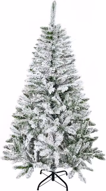 Albero di Natale innevato HOMCOM verde con 358 rami ignifughi e base in acciaio, Altezza: 150 cm