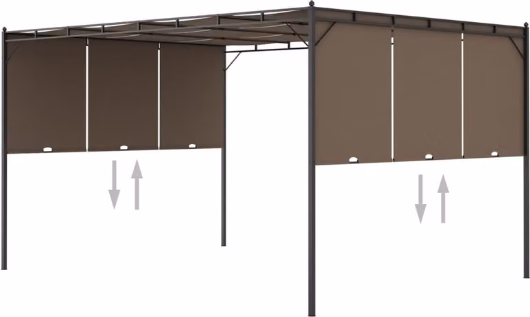 The Living Store Padiglione da giardino con tenda laterale 4x3x2,25 m Taupe