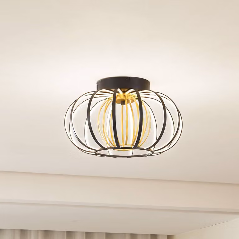 Plafoniera a LED Birger Lucande, dimmerabile, Nero, Soggiorno / Sala da pranzo, Metallo, Moderno, Plafoniera LED