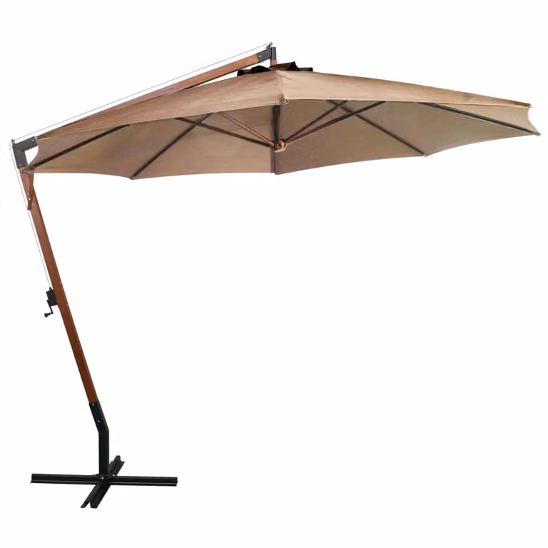 vidaXL Ombrello semaforo con palo Taupe 3,5x2,9 m in legno di abete massiccio