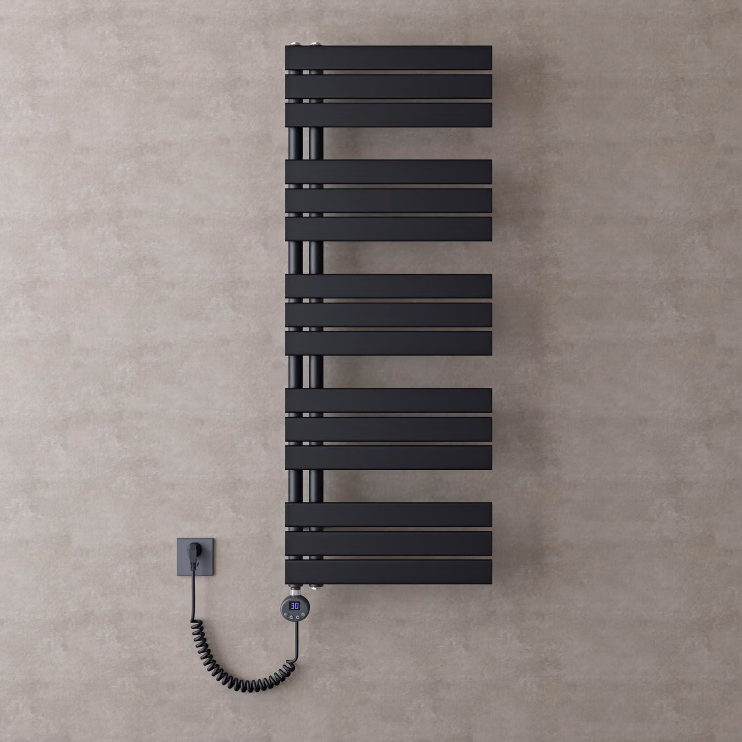 doporro Scaldasalviette Elettrico Bagno con Termostato Digitale e Funzione Timer 131x50cm 1000W Antracite, Termoarredo Elettrico Temperatura Regolabile, Radiatore da Parete Verticale - FN