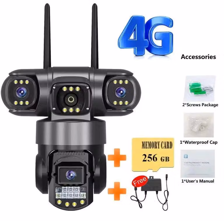 Telecamera di sicurezza wireless PTZ, risoluzione 15 MP, connettività 4G, telecamera con 4G
