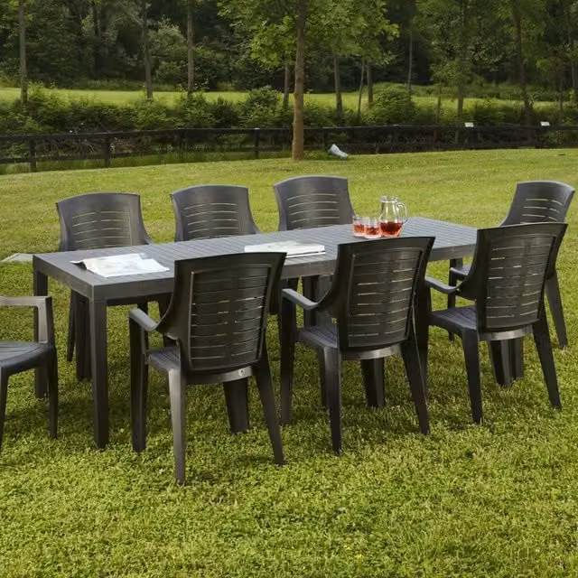 Tavolo da esterno rettangolare estensibile DMORA colore antracite L: 150 cm, P: 90 cm, H: 72 cm