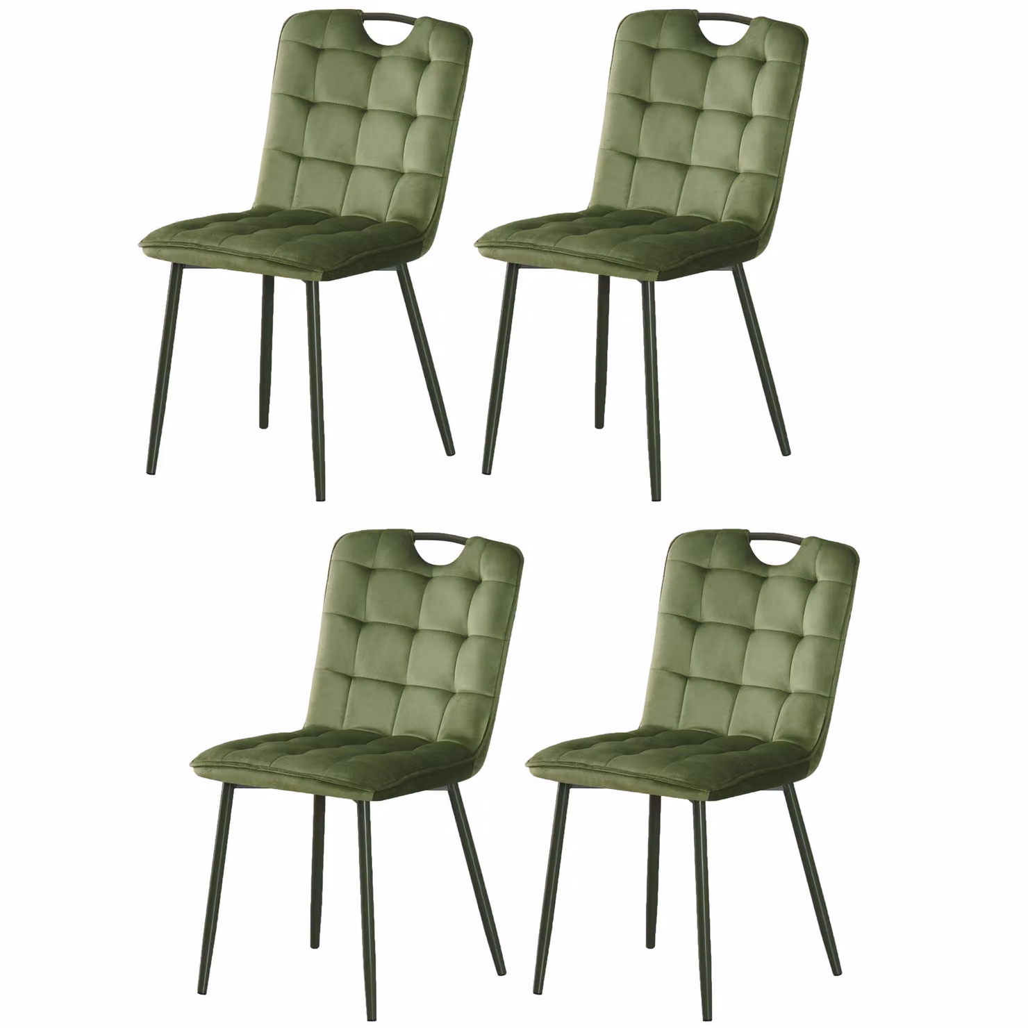 Sedia da pranzo MILINDA di Casa Dolce, set da 4, L47 x P58,5 x A86 cm, rivestimento in velluto, verde