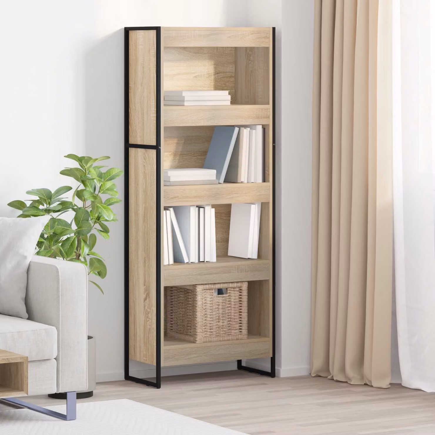 vidaXL Armadio per Libri in Stile Industrial, Colore Marrone, L/P/H: 60 x 30 x 155 cm
