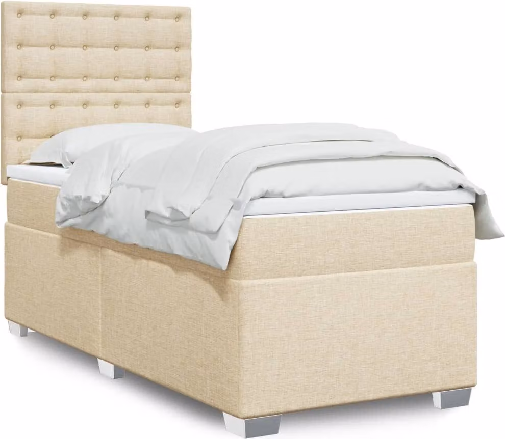 Maison Exclusive - Letto boxspring con materasso Crema 90x200 cm Tessuto