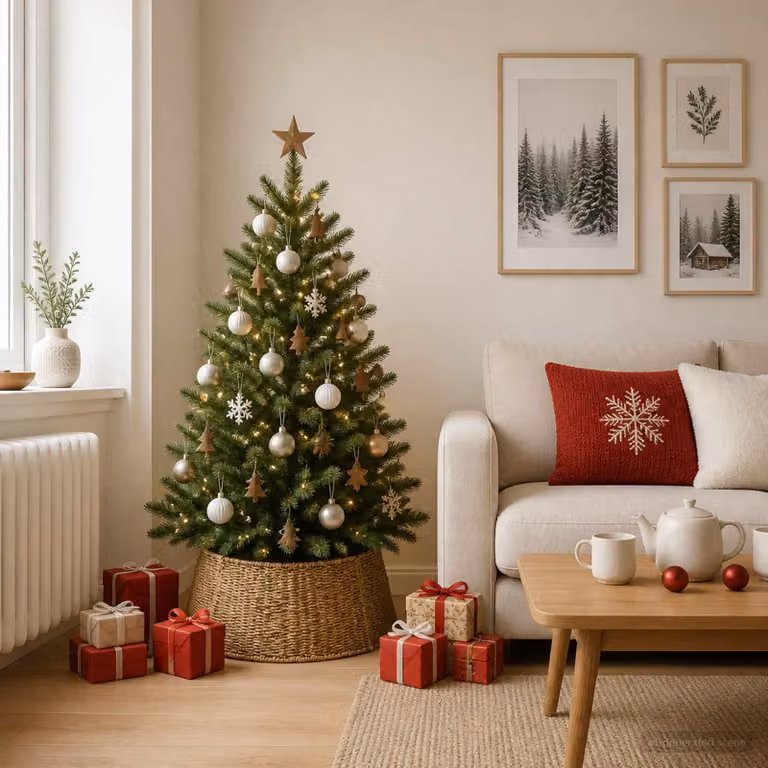 vidaXL Collare per Albero di Natale Rotondo Naturale Ø 45 x 22 cm