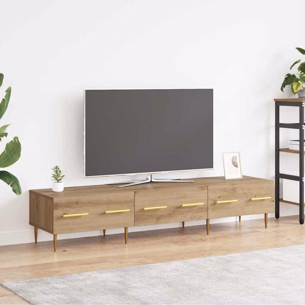 Supporto TV mobile vidaXL in rovere artigianale e metallo, marrone, L 150 x P 36 x H 30 cm