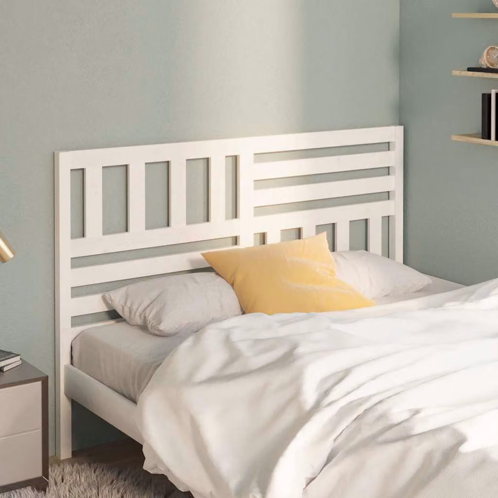 Testiera per letto vidaXL in legno massello di pino, colore bianco, L: 166 cm, P: 4 cm, H: 100 cm