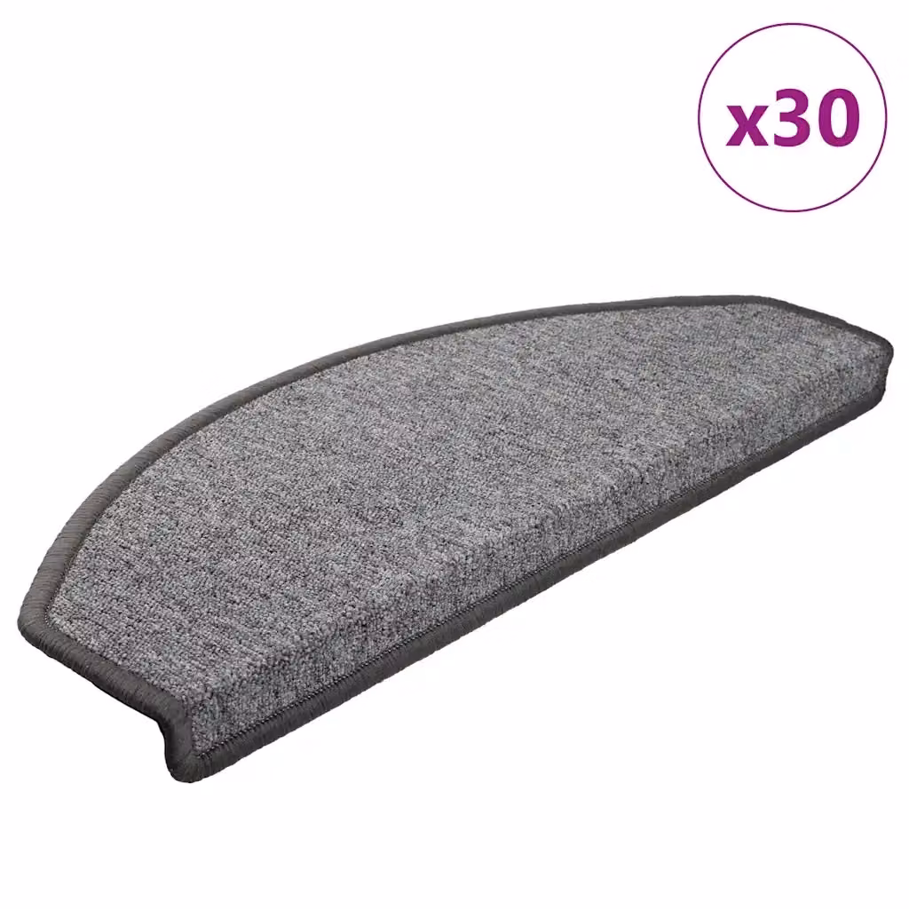 Set di 30 tappetini per scale semicircolari DESIGN IN, colore grigio scuro, antiscivolo e fonoassorbenti, L: 65 cm, P: 24 cm, H: 3,5 cm – 2
