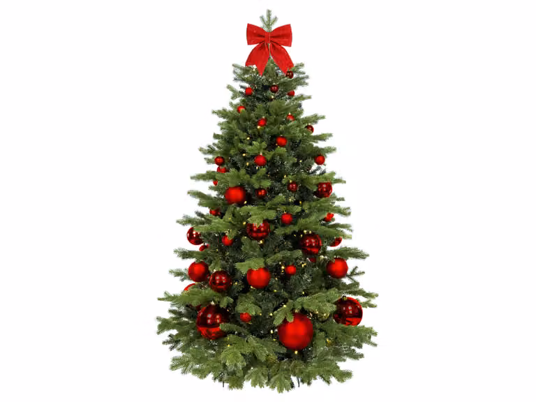 Albero di Natale artificiale decorato con 73 ornamenti NATALE ROSSO II 180 cm con supporto e ornamenti natalizi