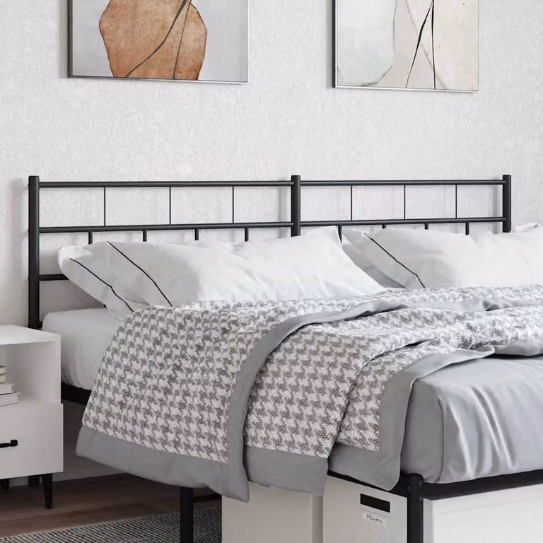 Testiera di ricambio vidaXL in metallo nero laccato per camera da letto, L: 200 cm, H: 90 cm, P: 3 cm