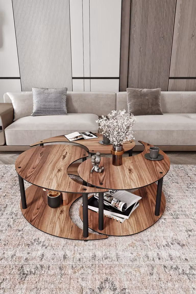 Skye Decor, Yin Yang 3 70 - Noce, tavolini da salotto, noce, MDF, 70 x 38 x 70 cm