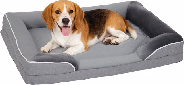 Letto per cani e gatti di taglia media PawHut con base antiscivolo e fodera lavabile, Grigio, L: 91,5 cm, P: 68,5 cm, H: 16,5 cm