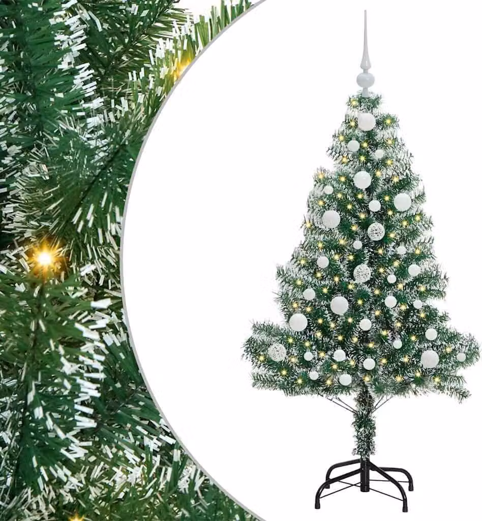 Albero di Natale Artificiale Imbiancato con Luci LED 120 cm