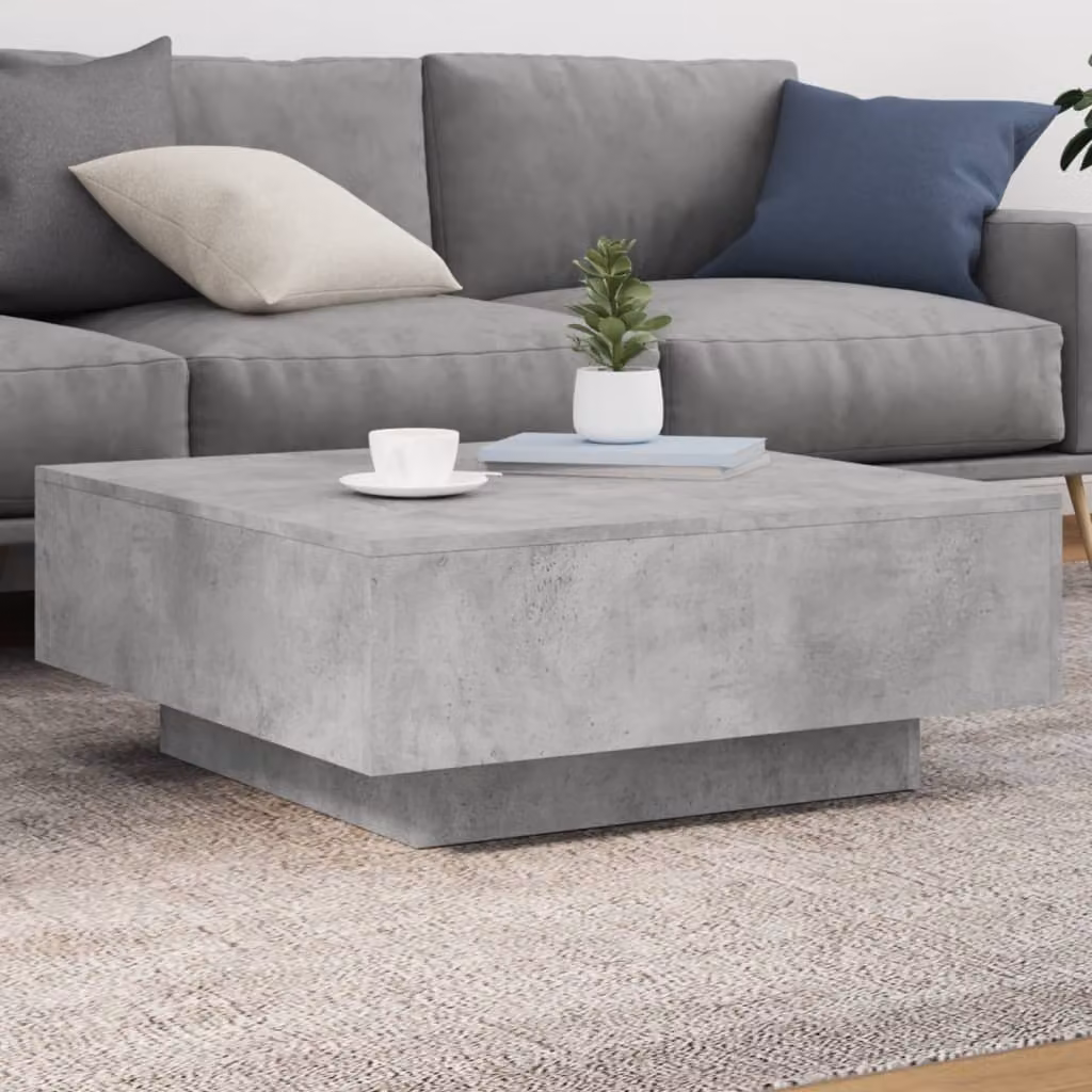 vidaXL Tavolino da salotto moderno in legno composito grigio, L 80 x P 80 x H 31 cm