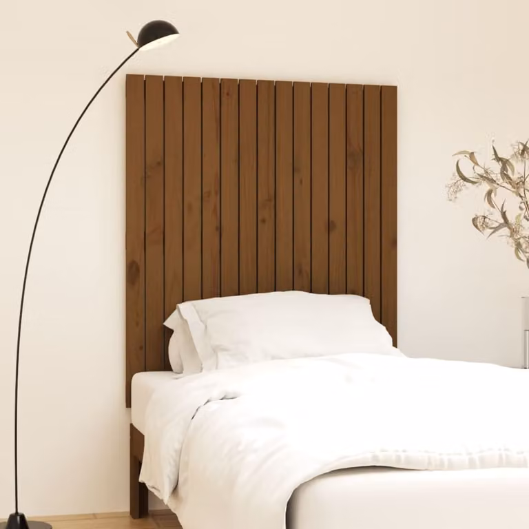 Testiera da parete vidaXL in legno massello di pino, colore ambra, L: 95,5 cm, P: 3 cm, H: 110 cm