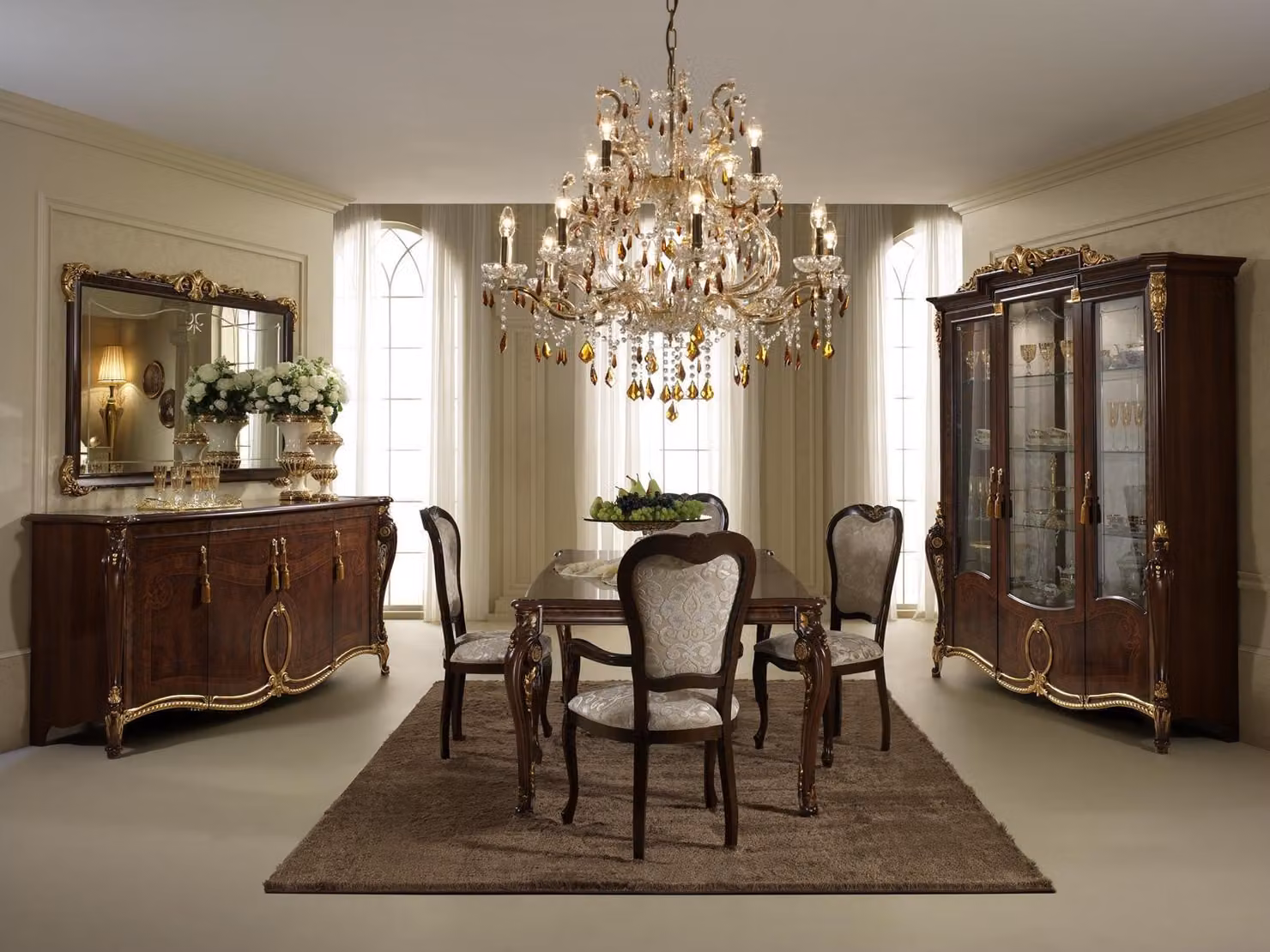 Arredoclassic™ Luxus Klassisches Esszimmer + 4 Stühle Stuhl Set Garnitur Design