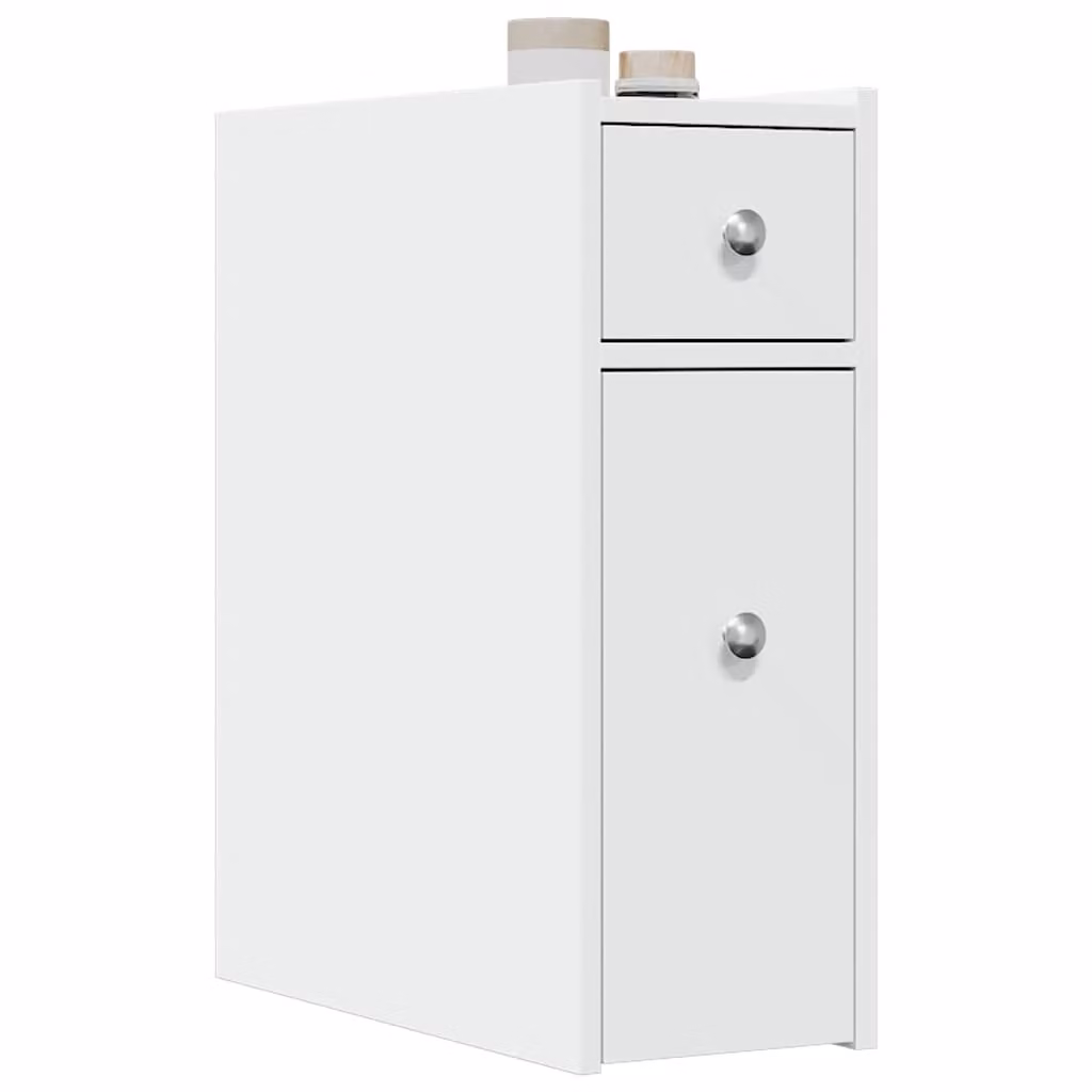 Armadietto da bagno vidaXL bianco con ruote e ripiani interni in legno e MDF L/P/H: 20 x 21,5 x 60 cm