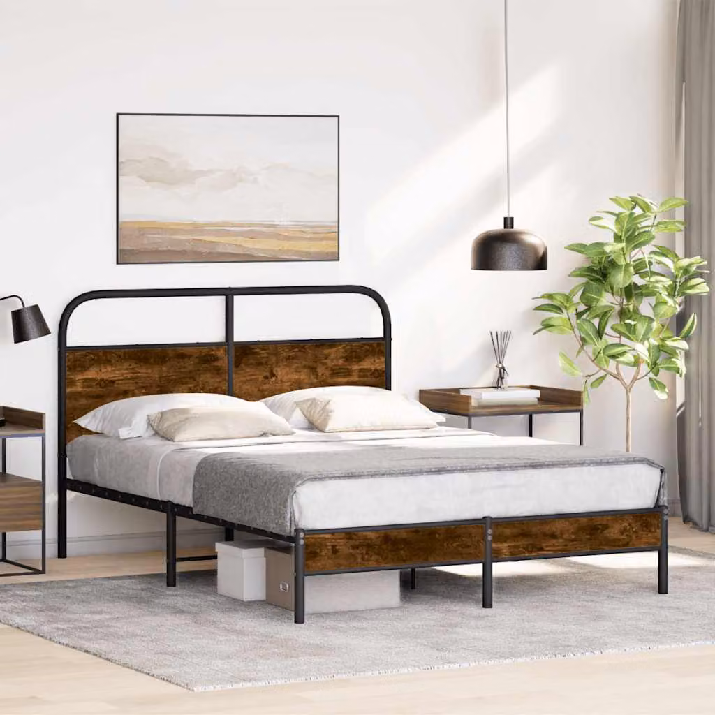 vidaXL Giroletto senza Materasso Rovere Fumo L/P/H: 190 x 140 x 100 cm