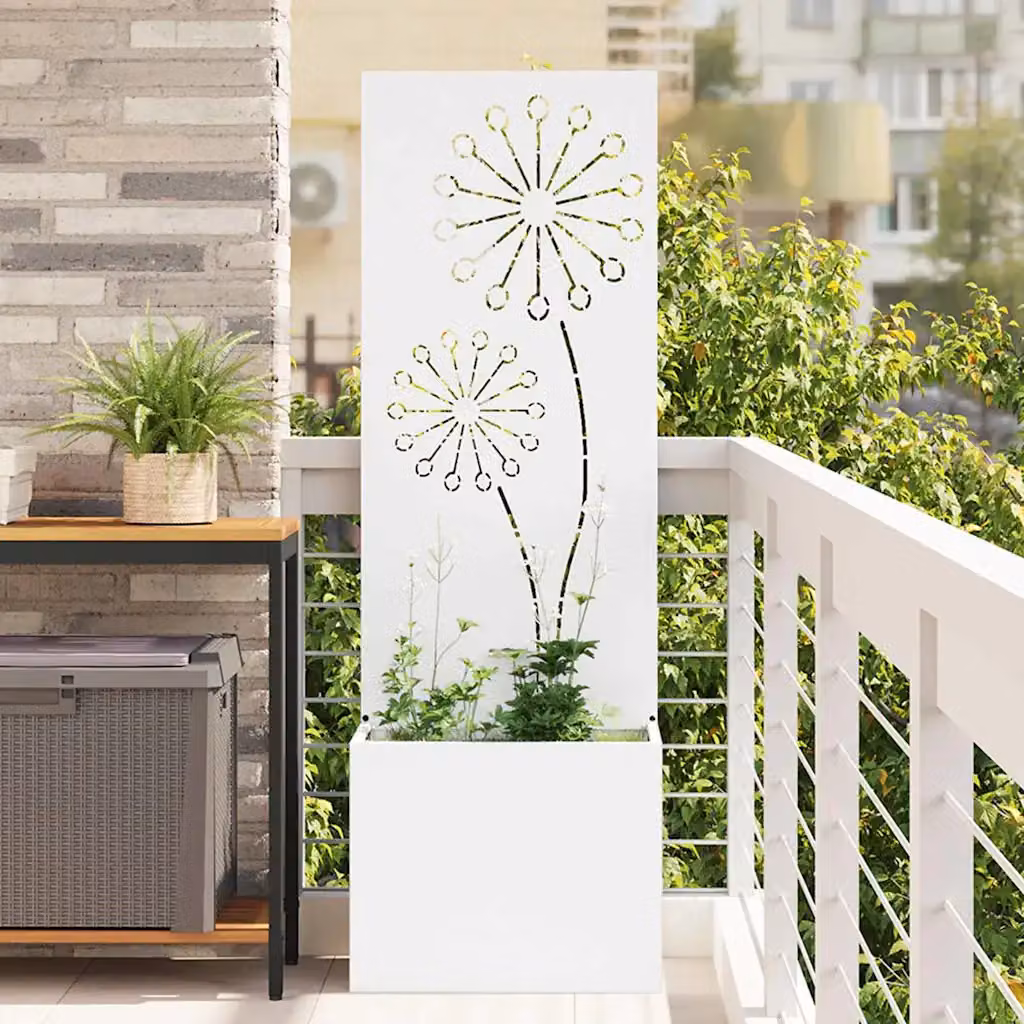 Schermo per privacy da giardino vidaXL in acciaio bianco, L 50 cm x P 32 cm x H 150 cm