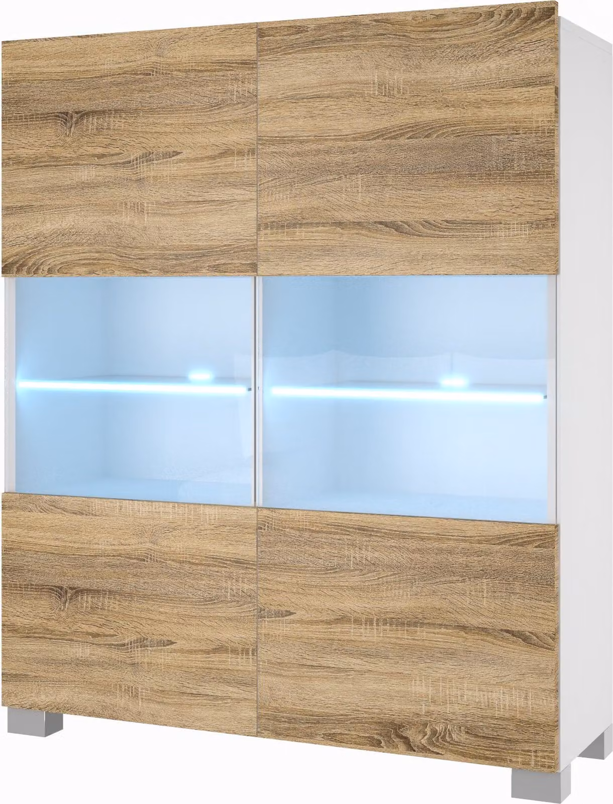 BELINI cassettiera credenza soggiorno camera da letto armadio colonna con luci LED (rovere Sonoma)