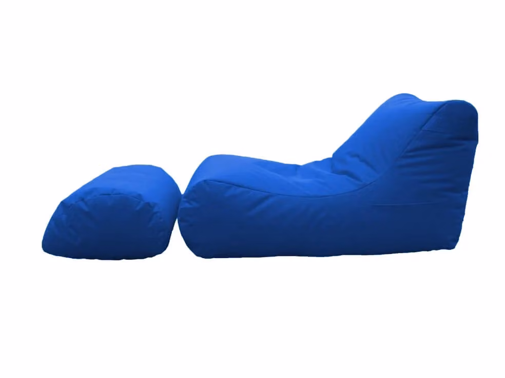 Poltrona Pouf Chaise Longue con Poggiapiedi Avalli in Poliestere Blu – 2