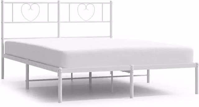 Letto matrimoniale per adulti con testiera in metallo bianco design classico L/P/H: 150 x 200 cm