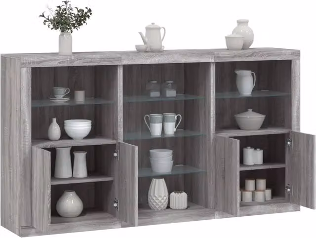 Credenza con Luci LED Grigio Sonoma 181,5x37x100 cm 3209182