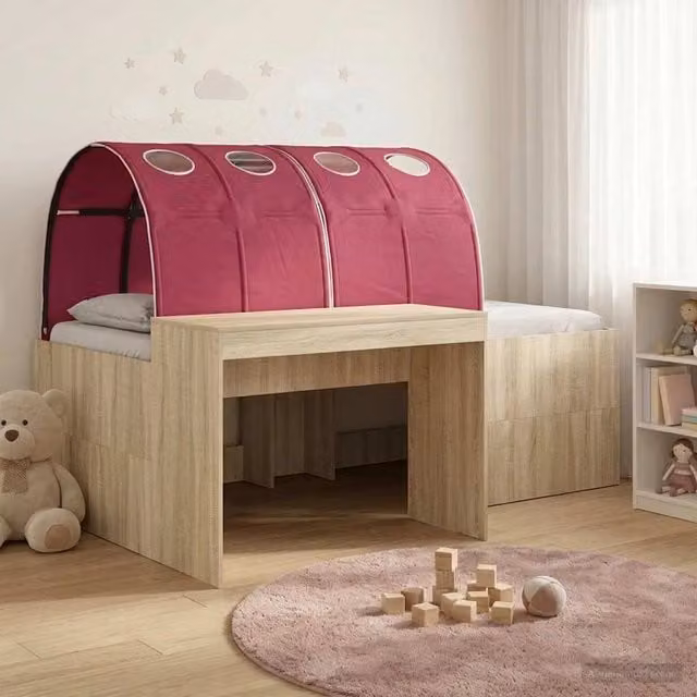 Letto con Tunnel 3 pz Rovere Sonoma e Rosso 3423675