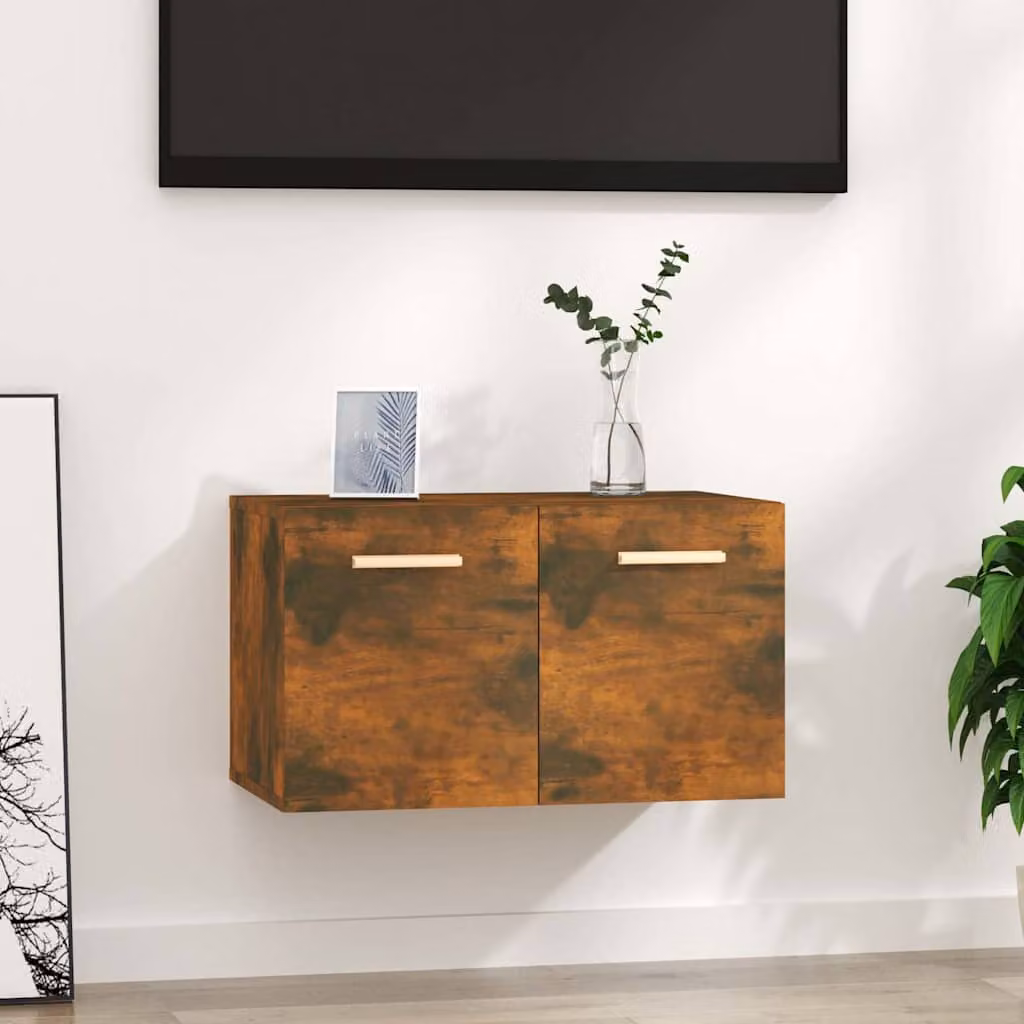 Mobile a parete vidaXL in legno multistrato e MDF, colore rovere fumo, L: 60 cm, P: 36,5 cm, H: 35 cm