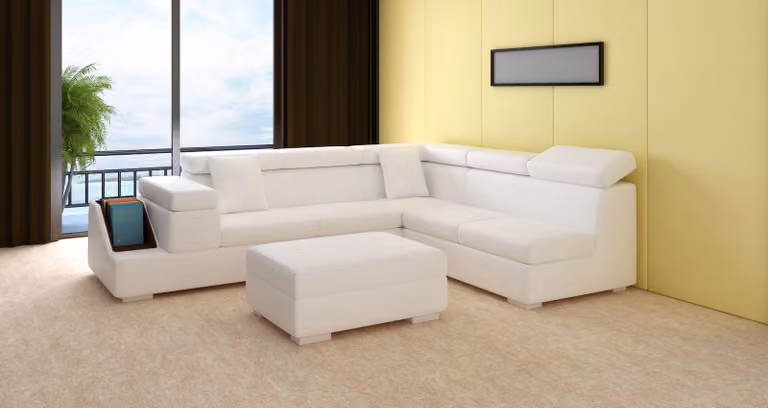 Ecksofa L-Form Sofa Couch Polster Sofas Wohnlandschaft Ledersofa Hocker Couchen