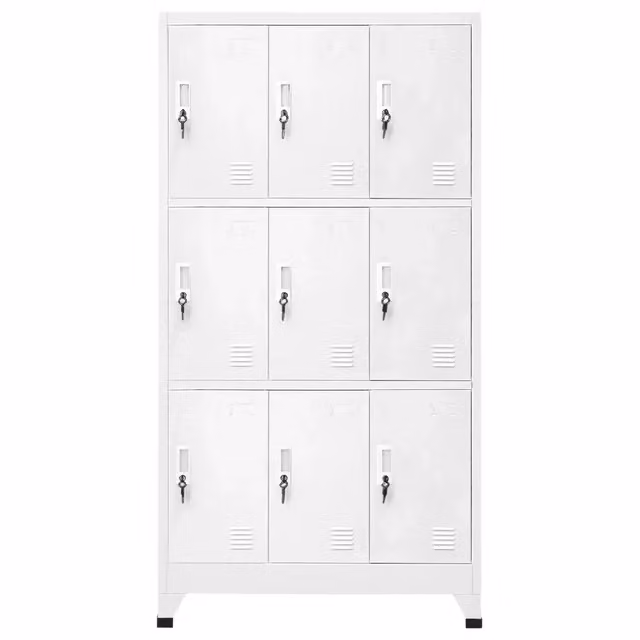 Armadietto con serratura vidaXL con 6 scomparti in metallo, L: 90 cm, P: 45 cm, H: 180 cm