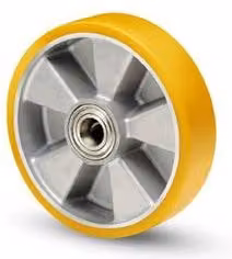 Ruota industriale girevole Avo Valsecchi in poliuretano Silver e Giallo 100x30mm