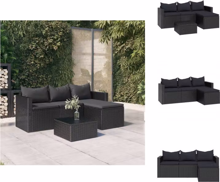 vidaXL Set da giardino in Poly Rattan nero - Set di mobili da giardino