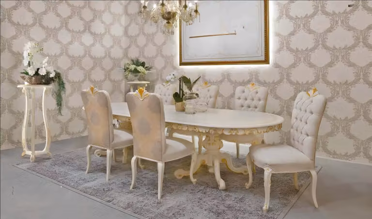Italienische Möbel Esszimmer + 6x Stühle Lehn Stuhl Gruppe Garnitur jvmoebel ®