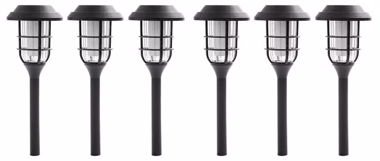 set di 6 luci solari a LED, picchetto a terra, nero, H 43 cm