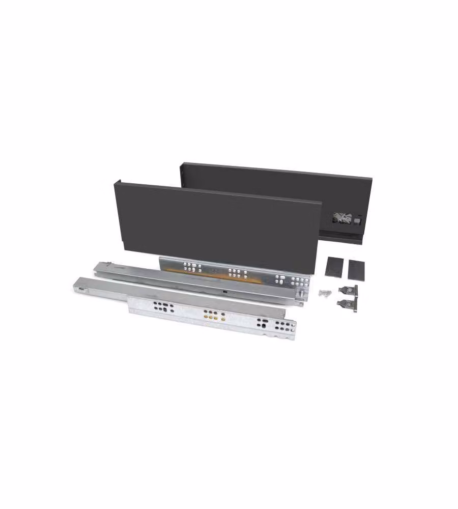 Emuca Cassetto esterno Vertex 40 kg altezza 131 mm, profondità 450mm, Grigio antracite, Acciaio 1 UN