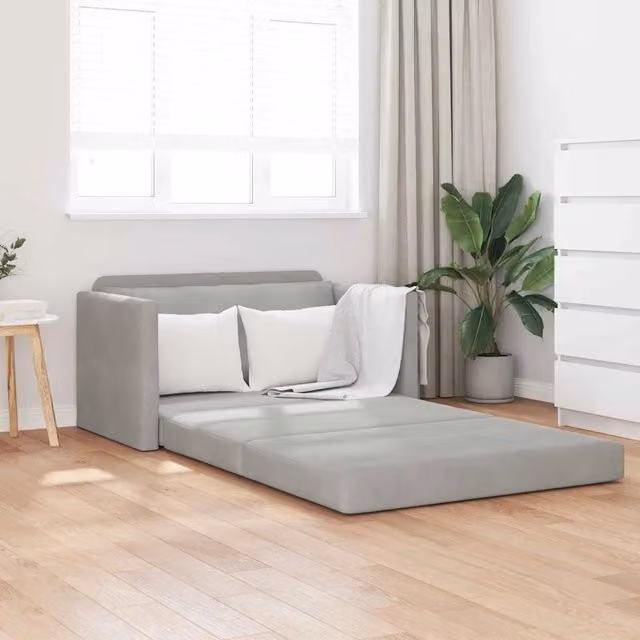 Divano letto daybed vidaXL in velluto grigio L: 124 cm, P: 204 cm, H: 61 cm