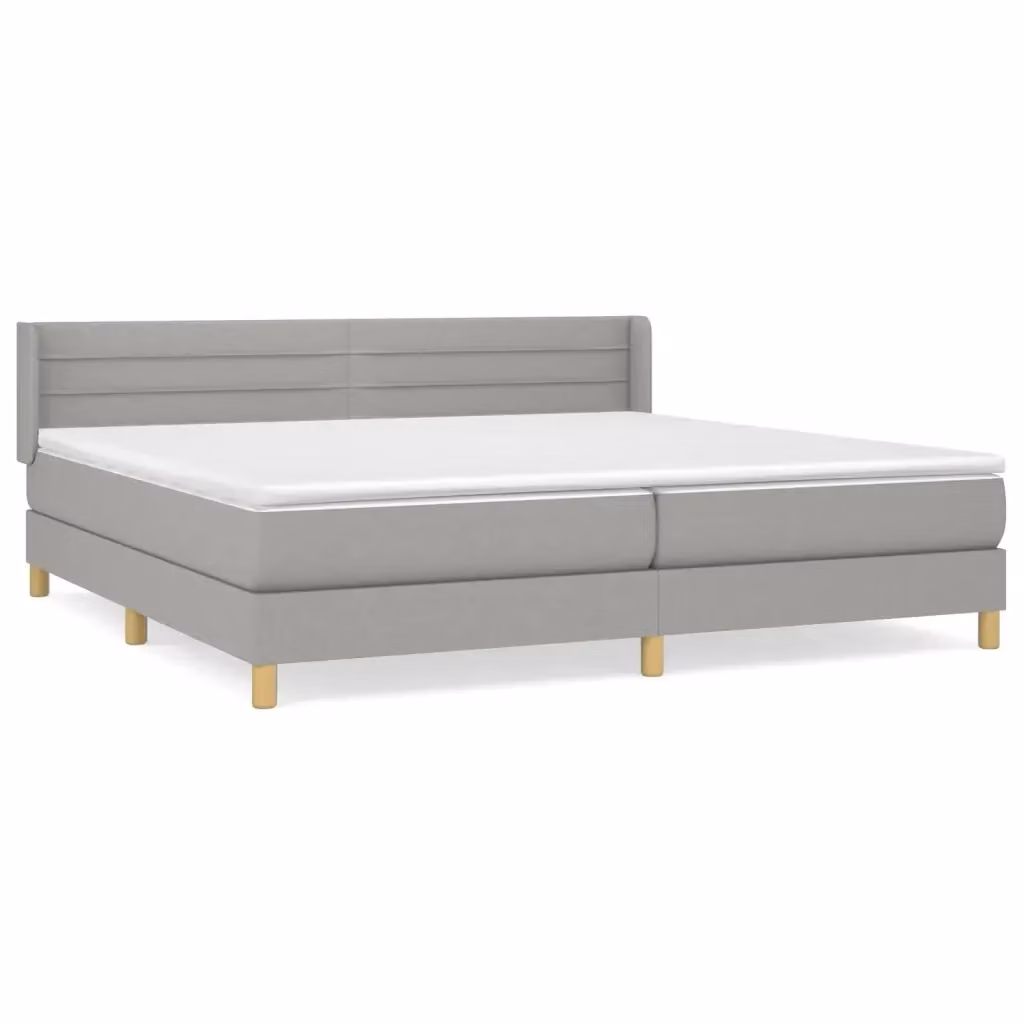 vidaXL Giroletto a Molle con Materasso Ibrido in Tessuto Grigio Chiaro e Bianco L/P/H: 200 x 200 x 88 cm – 2