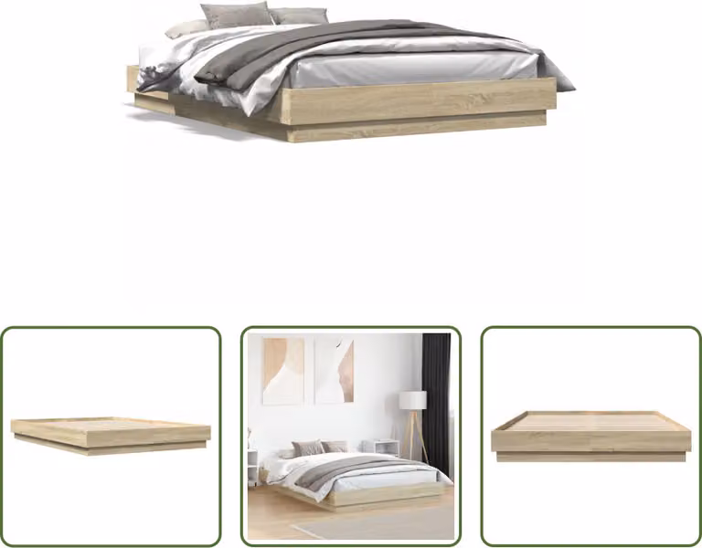 The Living Store Struttura per letto in rovere Sonoma 160x200 cm Materiale in legno