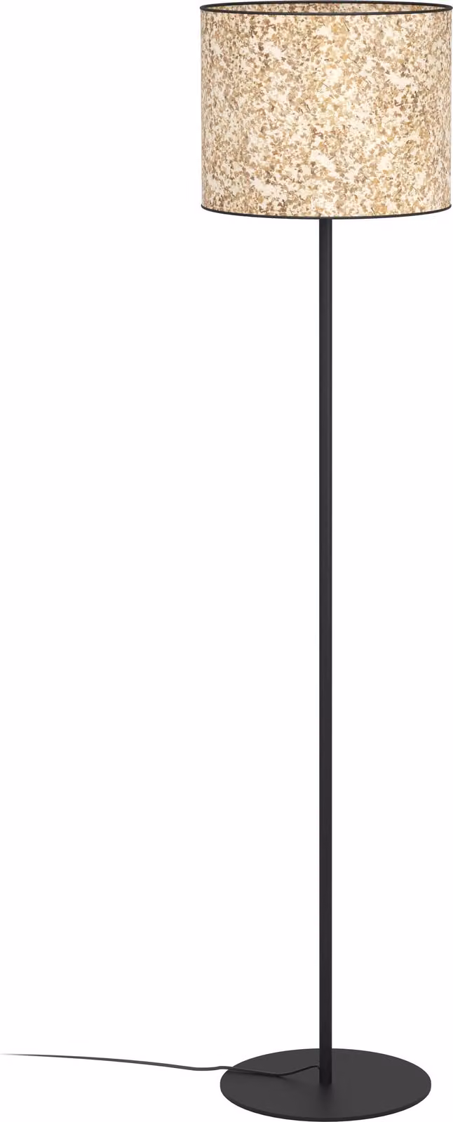 EGLO Butterburn, lampada da terra angolare con foglie di betulla, lampada da terra in metallo nero e tessuto beige, lampada, attacco E27, 162 cm